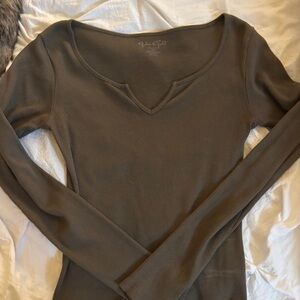 Brandy Melville Olive Long Sleeve Top
